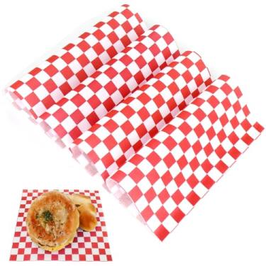 Imagem de zsccxq 200 Folhas De Papel Encerado Resistentes À Gordura Para Cestas Alimentos, Envoltórios Quadrados Xadrez Sanduíches, Hambúrgueres, Pães, Restaurantes, Churrascos E Piqueniques