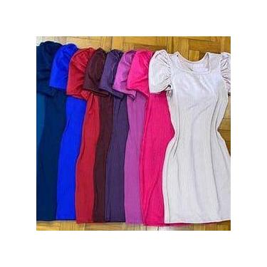 Imagem de Vestido curto feminino manga curta princesa malha canelada - Filó Moda