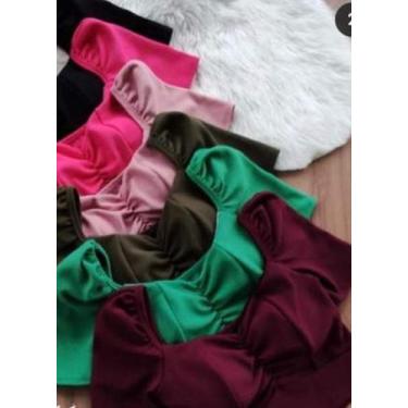 Imagem de Cropped drapeado manga curta princesa poliester - Filo modas, Preto, G