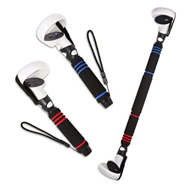Imagem de VR Game Handle Attachments for Oculus/Meta Quest 2 Handles,2 in 1 Upgraded Multipurpose VR Dual/Long Stick Handle Extension Grips for Quest 2 Controllers Playing BeatSaber Games