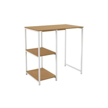 Imagem de Bar de Sala Jantar Industrial LI044 c/ 2 Prateleiras Canela/Branco - Kappesberg