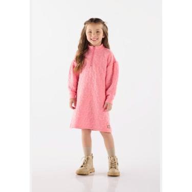 Imagem de Vestido Florido em Matelassê para Menina Up Baby, Rosa, 3