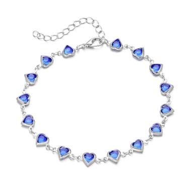 Imagem de Tornozeleira com corrente de coração de cristal para mulheres, zircônia cúbica, em forma de coração, oceano, praia, corações, berloque, tornozeleira, presente de joias de férias, Liga de zinco, Sem