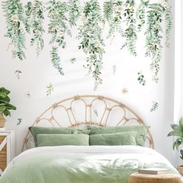Imagem de decalmile Decalques de parede grandes para pendurar plantas verdes folhas tropicais flores adesivos de parede quarto sala sofá TV fundo decoração de parede