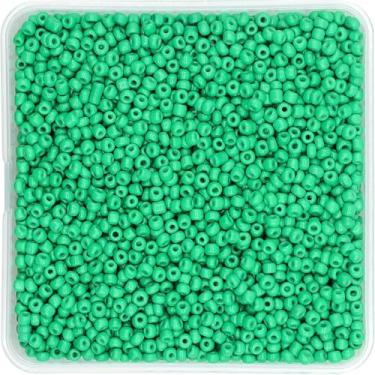 Imagem de Auvoua Contas de semente de 2 mm opacas verdes cerca de 8000 peças/170 gramas 12/0 pequenas contas de artesanato para pulseiras faça você mesmo, colares, suprimentos para fabricação de joias