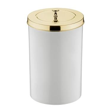Imagem de Lixeira c/tampa 8 litros branco/dourado - Future | Com sistema que esconde o saco de lixo