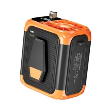 Imagem de IEUDNS Ventilador portátil para pendurar na cintura, vento forte, ajustável, 150 velocidades, ventilador de resfriamento pessoal para pendurar no pescoço, Laranja