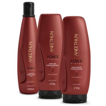 Imagem de Kit Shampoo Mascara Finalizador Force System Aneethun 3 Uni