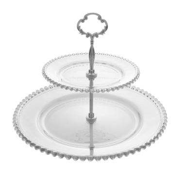 Imagem de Porta Doces de Cristal 2 Andares Pearl 19,5/32 x 24 cm Wolff