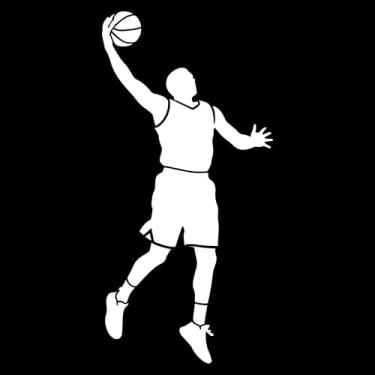 Imagem de Adesivo Jogador de Basquete Ideal para notebook carro portas vidros Paredes Quarto Infantil vários tamanhos (BRANCO, 45x92,8cm)