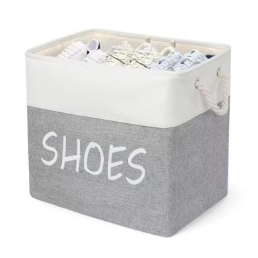 Imagem de XQLIVE Cesta grande de tecido, caixa de armazenamento de sapatos flutuante para entrada, corredor ou mudroom, recipiente de armazenamento de sapatos elegante
