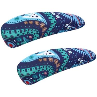 Imagem de Smiry Capas de apoio de braço para cadeira de escritório com estampa elástica, 2 peças, de ajuste macio, lavável, lavável, para cadeira de computador, protetor de braço, azul, verde