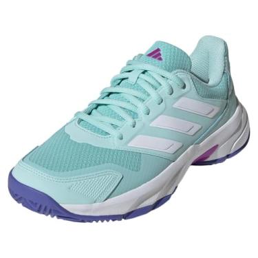 Imagem de adidas Tênis feminino Courtjam Control 3, Semiflash aqua/branco/azul cobalto, 34