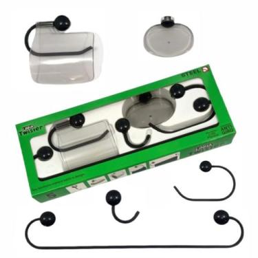 Imagem de Kit Acessorios Para Banheiro Twister 5 Peças Preto Antigiro - STEEL