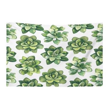 Imagem de Bandeira com quatro furos bandeiras para todos os climas verde suculenta padrão impresso bandeira decorativa bandeiras de poliéster adequadas para uso interno e externo 89 x 159 polegadas