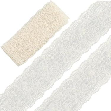Imagem de GORGECRAFT 2,8 polegadas de largura vintage algodão acabamento em renda 5 jardas fita de renda floral branco tule crochê tecido bordado acabamento para artesanato DIY lixo diário suprimentos vestidos