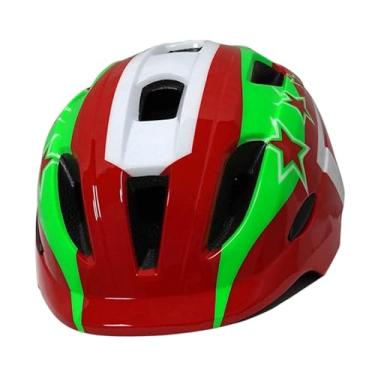 Imagem de SM SunniMix Capacete de bicicleta infantil, capacete de skate ajustável e respirável para skate, ciclismo, patinação, patins, esportes múltiplos, Verde Branco Vermelho