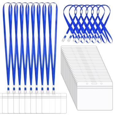 Imagem de Cordão com suporte para identidade – Pacote com 50 etiquetas de nome Korty 4 x 3 crachás com cordões para trabalho, escola, eventos - fácil de usar, conjunto a granel para funcionários, estudantes