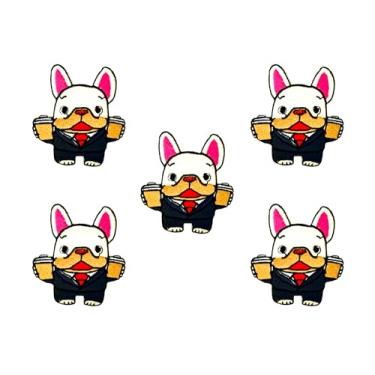 Imagem de Bru_289 Conjunto de 5 peças Mini Bulldog Francês Filhote de Cachorro Remendos Bonito Logotipo de Desenho Animado 7 Patches Costurar Ferro em Aplique Bordado Emblema Placa Remendo Roupas DIY Fantasia
