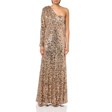 Imagem de HALSTON Vestido feminino com lantejoulas Ramona, Confete dourado, 38