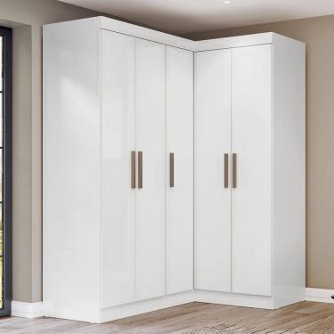 Imagem de Guarda-Roupa Solteiro Modulado Paris 5 Portas Branco Cinamomo/Off - Maxel