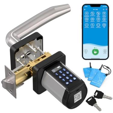 Imagem de Fechadura de porta de entrada sem chave com alça - YOUDO fechadura inteligente para porta da frente, teclado digital, bloqueio automático, controle de aplicativo com 3 cartões, 2 chaves mecânicas para