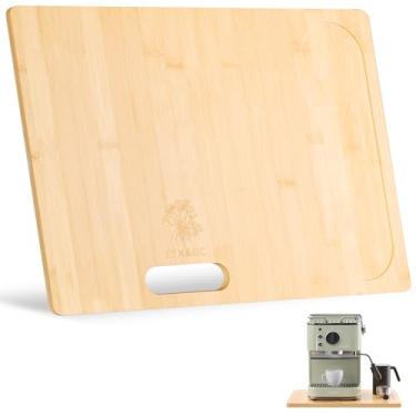 Imagem de Controle deslizante de bambu grande atualizado, bandeja deslizante para cafeteira, bandeja de enrolar eletrodomésticos de bancada de cozinha, bandeja deslizante de panela de café com controles