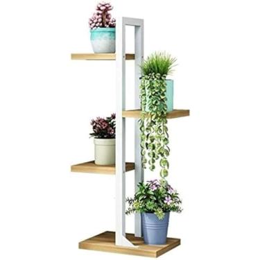 Imagem de Suporte De Flores Para Plantas, Suporte Para Ervas De Flores Com 4 Vasos, Prateleira De Flores Prateleira De Flores Prateleiras De Escada De Exibição De Plantas Para, White, 30cmX30cmX90cm