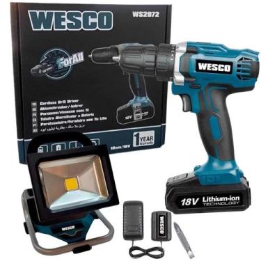 Imagem de Parafusadeira e Furadeira 18V com Bateria e Carregador Refletor LED WS