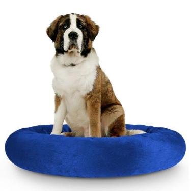 Imagem de Cama Pet Redonda De Pelúcia Para Cachorros e Gatos GG - ALEPLUSH, Azul