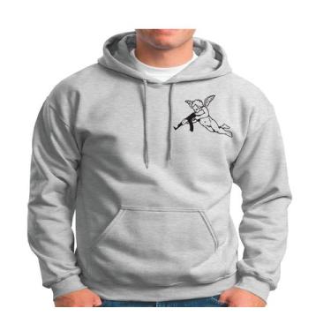 Imagem de Blusa Moletom Masculino Anjo Com Ak47 Moleton Alta Qualidade P M G GG,