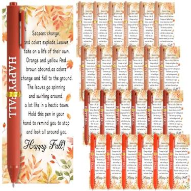 Imagem de Gilprop Conjunto de 48 canetas esferográficas Happy Fall a granel Happy Fall para lembrancinhas de festa de outono com cartões comemorativos de outono de Ação de Graças para funcionário, colega de
