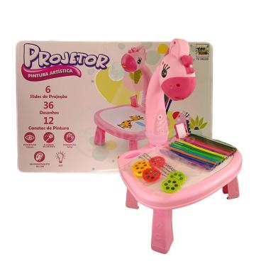 Imagem de Projetor Para Desenho Infantil Mesa Pintura De Projeção Magica Brinquedos Aprendizagem Girafa Rosa