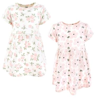 Imagem de Luvable Friends Hudson Baby Vestidos de manga curta 2 unidades, Jardim de rosas sálvia, 18-24 Meses