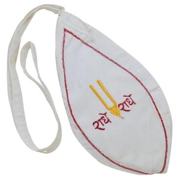 Imagem de EDZZEL Hare Krishna Bolsa bordada Jaap Bolsa de algodão com contas / Bolsa Mala Japa/Jholi/Bolsa para cantar/meditação com bolso com zíper, Standard size, Cristal, Sem Pedra Preciosa