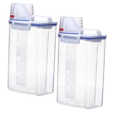 Imagem de SiaBiced 2 X Recipientes Transparentes para Armazenamento de Arroz, Dispensador de Grãos de 2 L, Recipiente PP Multiuso, 15 X 7,5 X 22 Cm, com Bico para Aparad