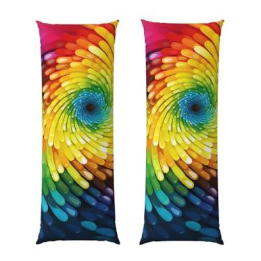 Imagem de Capa de travesseiro corporal com zíper oculto, fronha longa de microfibra macia e respirável para travesseiro corporal, capas de travesseiro de redemoinho arco-íris para dormir, presente de cama, 50 x