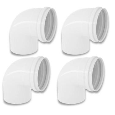 Imagem de Kit 4 Cotovelos Joelho Esgoto Pvc 90 Graus Branco 100Mm - Tigre