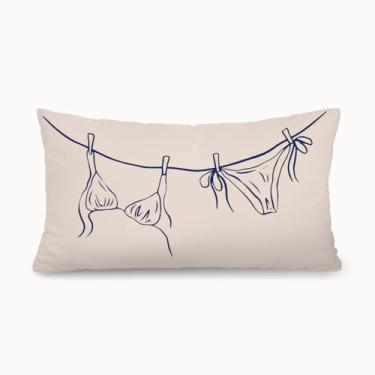 Imagem de XYDEG Capa de almofada para decoração de quarto feminino de praia 30,5 x 50,8 cm, biquíni de praia costeira neutro, capas decorativas para travesseiro lombar para quarto de meninas, dormitório