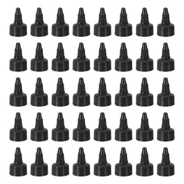 Imagem de PATIKIL Tampas de garrafa torcidas 24/410, 40 peças de tampas de substituição de garrafas de plástico com borda nervurada com junta de espuma para tampas de tinta, distribuição de cola, preta