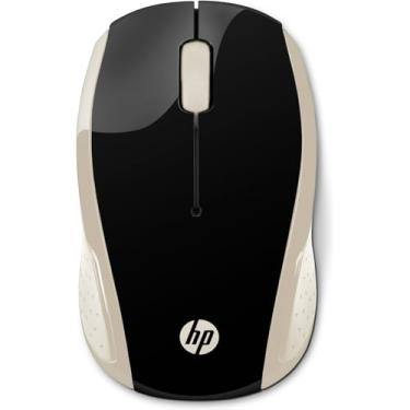 Imagem de Mouse sem Fio HP 200 Oman - com Sensor Óptico de até 1000 DPI, Ambidestro, Conexão Wireless com Receptor Nano de 2.4GHz e até 10 m de Distância, Dourado (2HU83AA)