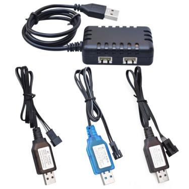 Imagem de Conjunto de carregador de bateria de carro RC (4 modelos) – Inclui carregador 3,7V SM-2P, 7,4V SM-3P, SM-4P e LIPO com plugue 7,4V XH-3P para carros RC, caminhões, veículos, drones e gel Blaster