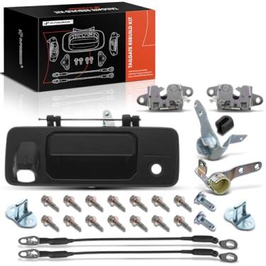 Imagem de A-Premium Kit de reconstrução de porta traseira de 26 peças compatível com Toyota Tacoma 2016-2023, bucha de cabo de trava de bisel de porta traseira, parafusos de dobradiça