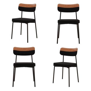 Imagem de Cadeira Mynna Fixa C/4 Pes 525 X 470 X 790 Mm C/4 Un. Preto/courino Caramelo Preto/courino Caramelo