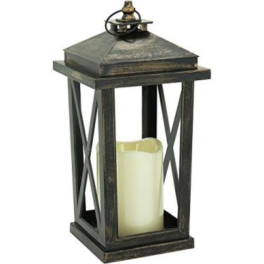 Imagem de Menifee Lanterna 28cm Plástico Preto Cn Vela Led Home & Co Único