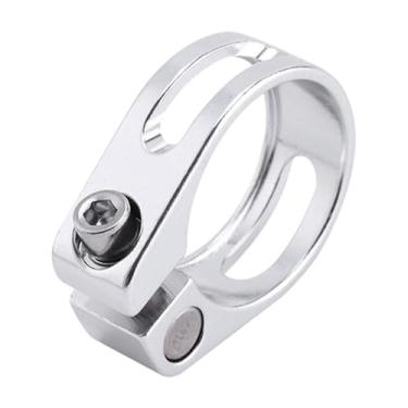 Imagem de Dynwave Bicicleta Post Cramp, colarinho de segurança para bicicletas de montanha, peças de bicicleta Hollow Universal, clipe leve de 31,8 mm de tubo de, Prata