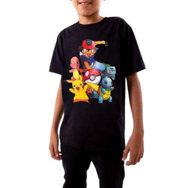 Imagem de Camiseta Pokémon Infantil - Glev.Conceito, G, Preto