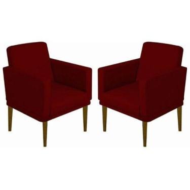 Imagem de Kit 2 poltronas para sala e quarto Nina Glam - Vinho - In-9 Decor