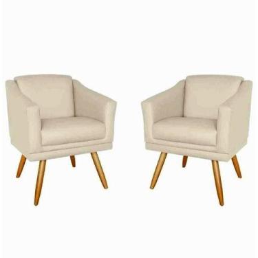 Imagem de Kit 2 poltronas Agatha Para Sala e Quarto Confortavel - Courano Bege -
