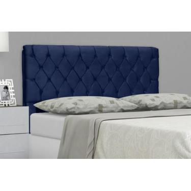 Imagem de Cabeceira para Cama Box Casal 140 Cm Imperatriz - Suede Azul Marinho -